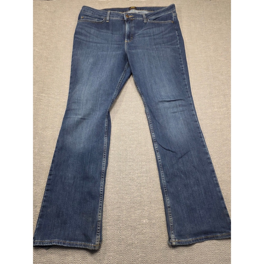Lee Womens Mid Rise Bootcut Jeans Medium Wash Blue Denim Size 16M 37x30